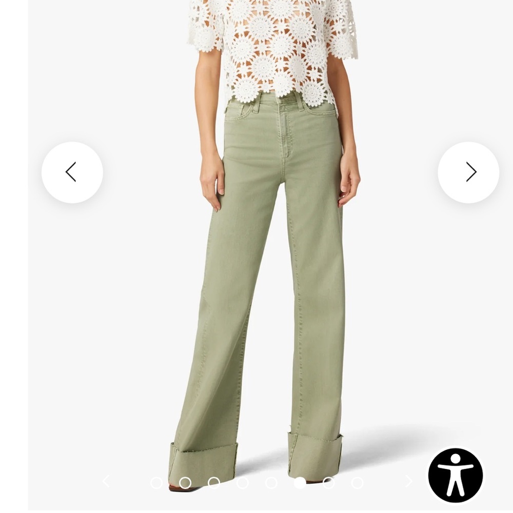 Joe’s‎ Jeans The Mia High Rise Wide Leg Cuffed Khaki Green Jeans